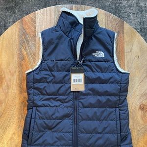 North Face Mossbud Reversible Vest, Navy/White, Medium
